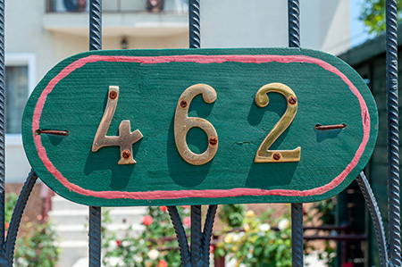 A view of an address sign